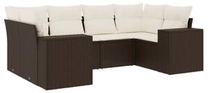 VidaXL 6 részes barna polyrattan kerti ülőgarnitúra párnával
