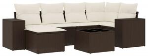 VidaXL 7 részes barna polyrattan kerti ülőgarnitúra párnákkal