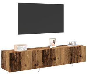 LED-es világítással ellátott TV faliszekrények 2 db Régi fa 80x35x31 cm