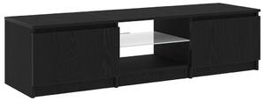 TV Szekrény LED Fénnyel, Fekete Tölgy, 140x40x35,5 cm, Fa Műanyag