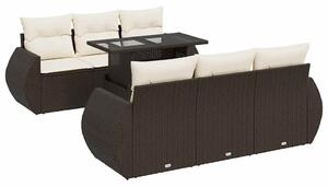 VidaXL 7 részes barna polyrattan kerti ülőgarnitúra párnákkal