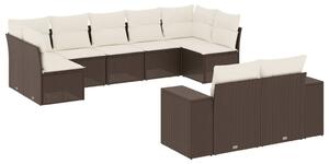 VidaXL 9 részes barna polyrattan kerti ülőgarnitúra párnákkal