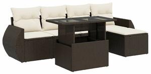 VidaXL 6 részes barna polyrattan kerti ülőgarnitúra párnával