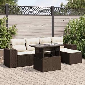VidaXL 6 részes barna polyrattan kerti ülőgarnitúra párnával