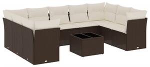 VidaXL 10 részes barna polyrattan kerti ülőgarnitúra párnákkal