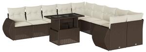 VidaXL 11 részes barna polyrattan kerti ülőgarnitúra párnákkal