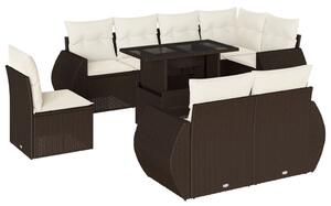 VidaXL 9 részes barna polyrattan kerti ülőgarnitúra párnákkal