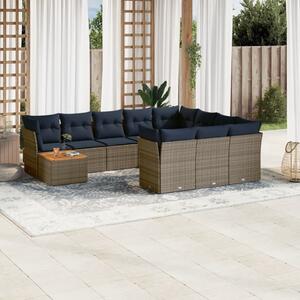 VidaXL 11 részes szürke polyrattan kerti ülőgarnitúra párnákkal