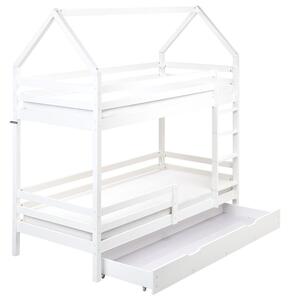 Emeletes ágy fiókokkal Ház Fenyő GIRGOLS 90 x 200 cm Ágyneműtartóval Fehér