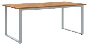 Kültéri Étkezőasztal Szürke 180x90x75 cm Acél&amp;Masszív Akác Fa