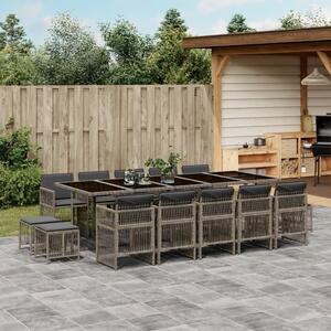 VidaXL 15 részes szürke polyrattan kerti étkezőgarnitúra párnákkal