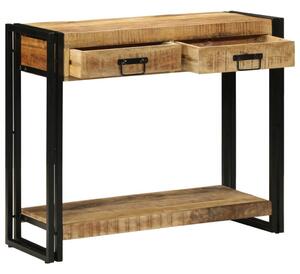 Konzolasztal 90x33x75 cm Tömör durva mangófából