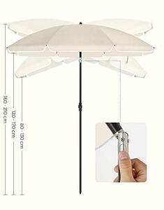 SONGMICS kerti napernyő, 160 cm, UPF 50+ UV-védelem, állítható magasságú