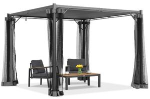 Antracit Malaga 3x3m-es terasz pergola szúnyoghálóval Garden Point