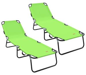 VidaXL Összecsukható nyugágy 2 pcs Zöld 56 x 189 x 87cm szövet