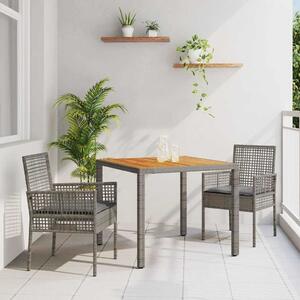 VidaXL Kert étkező szett 3 pcs Szürke Poli rattan