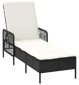 VidaXL Napozóágy párnával 1-személy Fekete 157 x 55 x 92cm polirattan