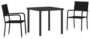 VidaXL Kert étkező szett 3 pcs Fekete Poli rattan