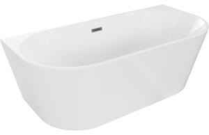 Mexen Oval, szabadon álló fali kád 140 x 75 cm, fehér, grafit túlfolyó, 52671407500-66