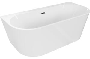 Mexen Oval+, szabadon álló fürdőkád falhoz 170 x 80 cm, fehér fényes, polírozott grafit túlfolyó, 52681708000-66