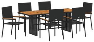 VidaXL Kert étkező szett 7 pcs Fekete, barna 190 x 80 x 75 cm