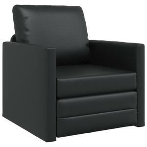 Floor Sofa Bed 2-in-1 Fekete 74x77x81 cm Műbőr