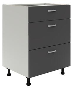 Benita 3 fiókos Alsó konyhaszekrény Antracit-Fehér 60x50x80 cm