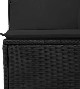 5 Darabos Kerti Kanapé Szett Párnákkal Fekete Poly Rattan