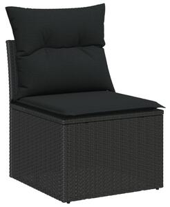 8 részes kerti kanapé szett párnákkal Fekete Poli Rattan Akác, 2 személyes kerti kanapé tárolóval és párnákkal Fekete Poli Rattan