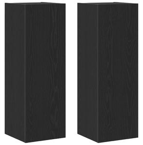 Falra Szerelhető TV Szekrények - 2 db, Fekete Tölgy, 30.5 x 30 x 90 cm, Mérnöki Fából