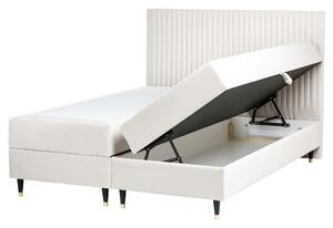 Boxspring ágy tárolóval Bársony DAME 160 x 200 cm Törtfehér