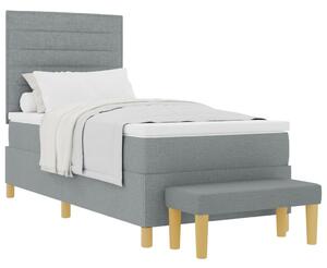 Box Spring Ágy matraccal &amp; Pad világosszürke 100x200 cm textil