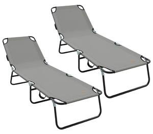 VidaXL Összecsukható nyugágy 2 pcs Szürke 56 x 189 x 87cm szövet