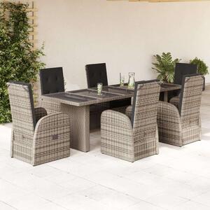 VidaXL Polyrattan Kerti Étkezőgarnitúra - 7 részes - Szürke