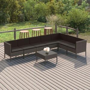 VidaXL 8 részes szürke polyrattan kerti ülőgarnitúra párnákkal