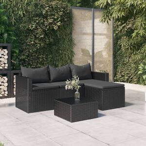 VidaXL Polyrattan Kerti Ülőgarnitúra - Fekete - 3 részes