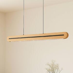 Lucande LED függő világítás Darnor, fa, CCT, hosszúság 100 cm, dimmelhető, Világos fa, Nappali / Étkező, Fa, Modern