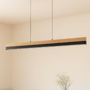 Lucande LED függő világítás Holven, fa, CCT, hosszúság 113 cm, dimmelhető, Világos fa, Nappali / Étkező, Fa, Modern