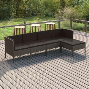 VidaXL Polyrattan Kerti Ülőgarnitúra - 5 részes - Szürke