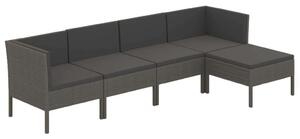 VidaXL Polyrattan Kerti Ülőgarnitúra - 5 részes - Szürke