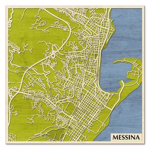 Messina 3D fa várostérkép fali dekoráció – Natura Products