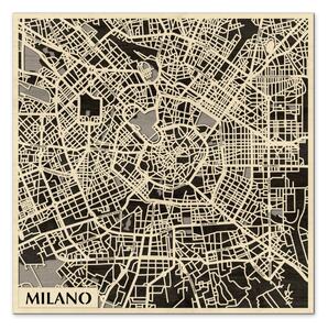 Milánó – Milano 3D fa várostérkép fali dekoráció – Natura Products