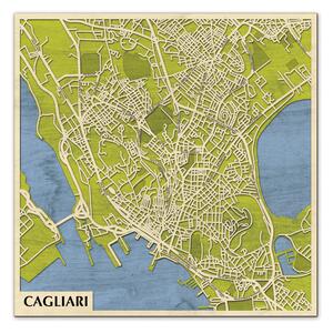 Cagliari 3D fa várostérkép fali dekoráció – Natura Products