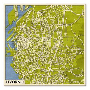 Livorno 3D fa várostérkép fali dekoráció – Natura Products