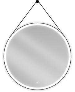 Mexen Reni kerek, LED-es, pára elleni fürdőszobai tükör, 90 cm, 6000K, fekete keret - 9812-090-090-611-70