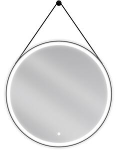 Mexen Reni megvilágított fürdőszobai tükör, kerek, 80 cm, LED 6000K, páramentes, fekete keret - 9812-080-080-611-70