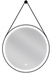 Mexen Reni megvilágított fürdőszobai tükör, kerek 60 cm, LED 6000K, páramentes, fekete keret - 9812-060-060-611-70
