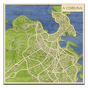 A Coruña 3D fa várostérkép fali dekoráció – Natura Products