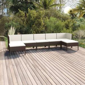 VidaXL 7 részes barna polyrattan kerti bútorszett párnákkal
