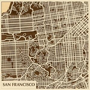 San Francisco 3D fa várostérkép fali dekoráció – Natura Products
